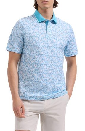 Bugatchi Vidal OoohCotton Watercolor Floral Polo in Teal at Nordstrom, Size Xx-Large