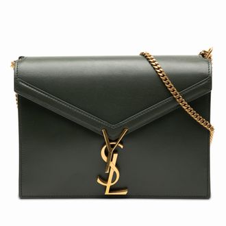 Saint Laurent Pre-owned Womens Smooth Calfskin Monogram Cassandra Clasp Bag - Dark Green Leather - One Size