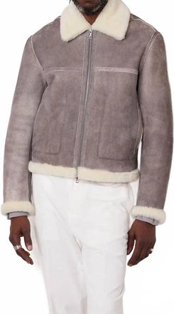 Officine G&eacute;n&eacute;rale Isaac French Shearling Jacket In Light Grey-Ecru