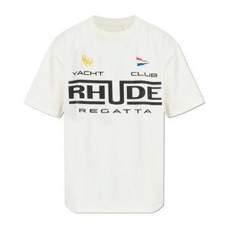 Rhude T-Shirts, male, Beige, Size: XL Printed T-Shirt