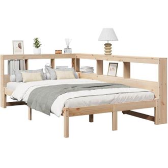 vidaXL Bookcase Bed without Mattress 120x190 cm Solid Wood Pine vidaXL