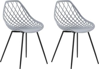 Beliani Beliani - Conjunto De 2 Sillas De Comedor Gris Claro Negro Material Sint&eacute;tico Respaldo Red Canton