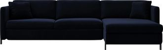 MICADONI 4-Sitzer Design Ecksofa Gloria mit Bettfunktion (140 x 205 cm) - Samtbezug Königsblau