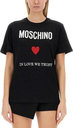 Moschino Black Regular Fit T-Shirt With Logo And Heart Graphic