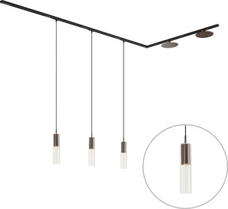 QAZQA Qazqa Sistema De Iluminaci&oacute;n De Riel Moderno Negro Con 3 Luces