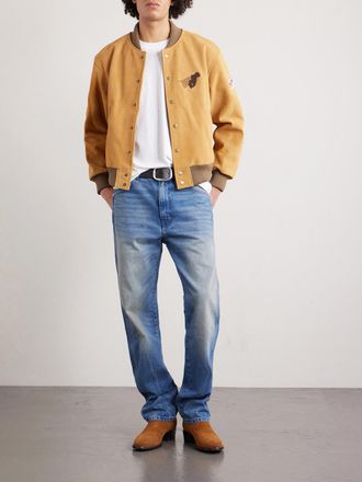 Cherry Los Angeles + Wrangler Logo-Appliqu&eacute;d Embroidered Suede Jacket
