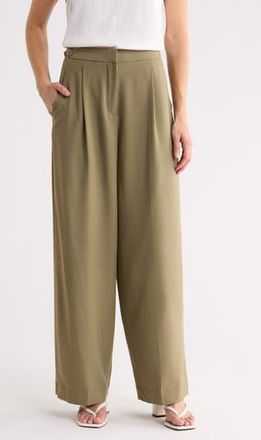 Max Studio Woven Pleat Front Trousers in Sage-Sage at Nordstrom Rack, Size X-Large