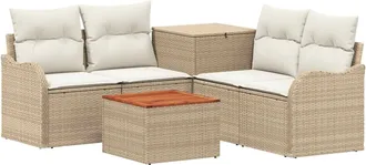 vidaXL Juego De Sof&aacute; 6 Uds. Beige Y Blanco Crema Vidaxl