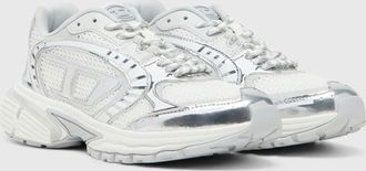 Diesel S-Pro-V-Dense-Metallic mesh sneakers with Oval D logo - Sneakers - Woman - White