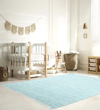 My Home Kinderteppich »Insa Fleckerl« rechteckig 5 mm Höhe Uni Farben, pastell, handgewebt, pflegeleicht, waschbar, Kinderzimmer