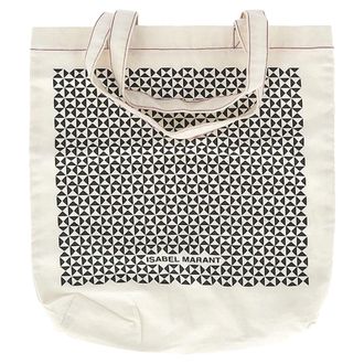 Isabel Marant Printed Canvas Tote in White Cotton