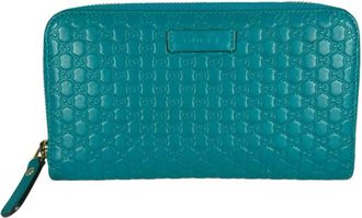 Gucci Microguccissima Blue Leather Long Wallet (Bi-Fold) (Pre-Owned)