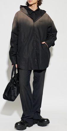 Balenciaga Oversize Shirt With A Hood, Mens, Black