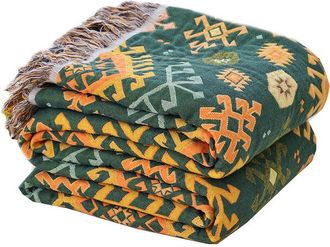 No Brand Funda De Sof&aacute; Bohemia De Color Naranja Rojizo Con Flecos, Apta Como Manta Para El Aire Acondicionado O Como Ropa De Cama, 150 X 200 Cm