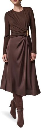 DKNY Hardware Waist Long Sleeve Dress in Espresso at Nordstrom, Size X-Small
