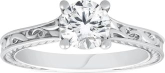 Pompeii3 1Ct Solitaire Round Vintage Diamond Engagement Ring White Gold Lab Grown