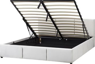 Beliani Cama Con Almacenaje De Terciopelo Gris Claro 160 X 200 Cm Acolchado Almacenaje Bousse