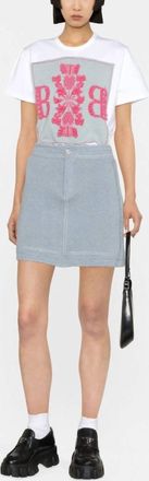 Barrie Cashmere Cotton Denim Mini Skirt In Vintage