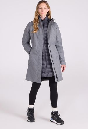 Mountain Warehouse Alaskan Womens 3 In 1 Long Jacket with Adjustable Hood Waterproof Coat Dark Grey - Size 10 UK