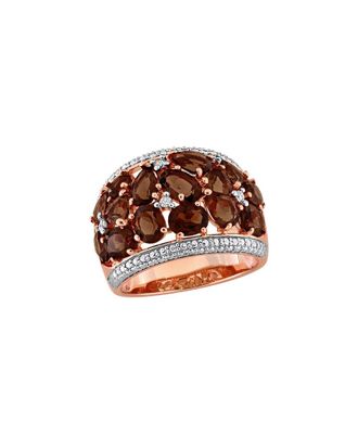 Rina Limor Rose Gold-Plated Silver 5.62 ct. tw. Diamond & Smoky Quartz Ring