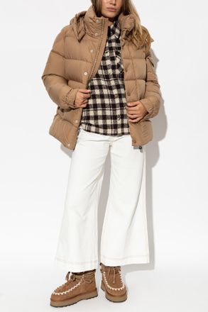 Moncler Checkered Pattern Shirt, Womens, Brown
