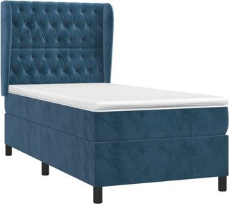 vidaXL Vidaxl - Cama Box Spring Con Colch&oacute;n Terciopelo Azul Oscuro 90x190 Cm