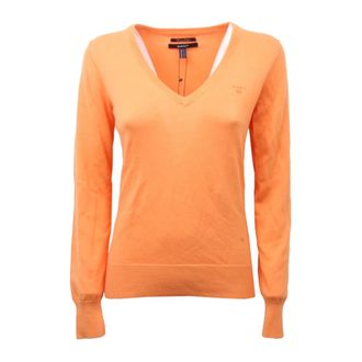 GANT V-neck Knitwear, female, Orange, 2XL, 131 483022 V-neck Cotton Jumper