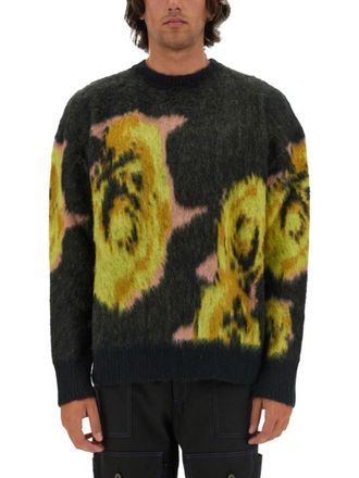 Msgm Black Floral Regular Sweaters