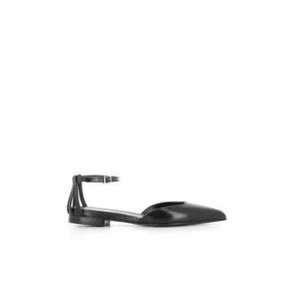 Sergio Levantesi Schoenen, Dames, Zwart, 39 EU, Leer, Zwarte Python Enkelband Ballet Flats