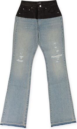Amiri SKY INDIGO/BLACK HYBRID BOOTLEG W/ LEATHER JEANS
