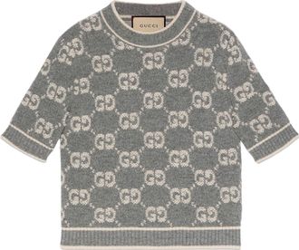 Gucci (WMNS) Gucci GG Wool Boucl Jacquard Top Grey Ivory 770059-XKCNA-1130
