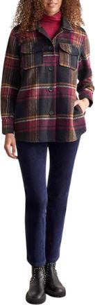 Tribal Mid Length Plaid Shacket In Dahlia