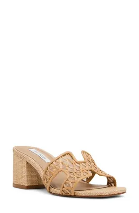 Steve Madden Hydie Block Heel Sandal in Natural Raffia at Nordstrom, Size 5.5