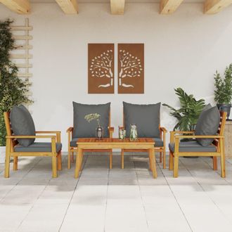 vidaXL Juego De Muebles Jard&iacute;n 5 Pzas Con Cojines Madera Maciza Acacia Vidaxl