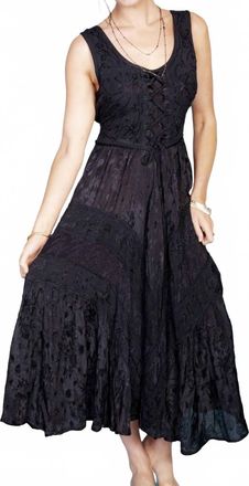 Scully Lace-Up Front Midi Dress In Black
