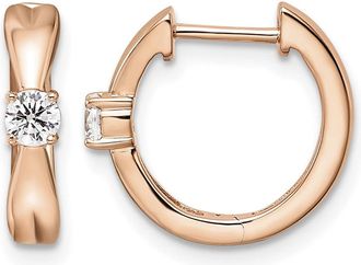 Diamond2Deal 14K Rose Gold 1/5 ct Lab Grown Diamond Hinged Hoop Earrings VS Clarity, G-H Color