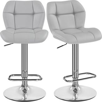 Yaheetech Set 2 Sgabelli Bar Alti Cucina Moderni Design in Similpelle con Schienale Girevole 360° Altezza Regolabile da Penisola Marrone Retro - Yaheetech