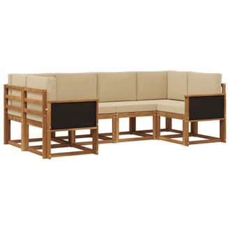 vidaXL Conjunto De Sof&aacute;s De Exterior Con Coj&iacute;n 6 Pcs Natural Y Beige Vidaxl