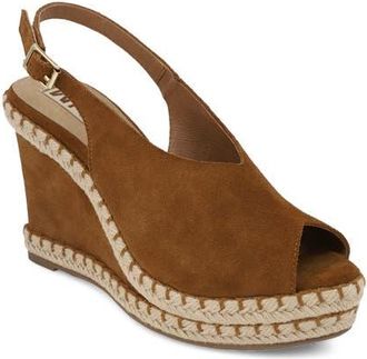 Mia Marjori Slingback Espadrille Peep Toe Platform Wedge Sandal in Cognac Sue at Nordstrom, Size 6.5