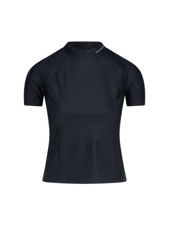 Tシャツ・カットソー ALEXANDER WANG Woman Polo Shirt Black 4KC2251017 001 3D Logo Mesh Cropped Polo in BLACK | alexanderwang®