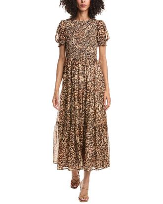 Anne Klein Puff Sleeve Smocked Maxi Dress