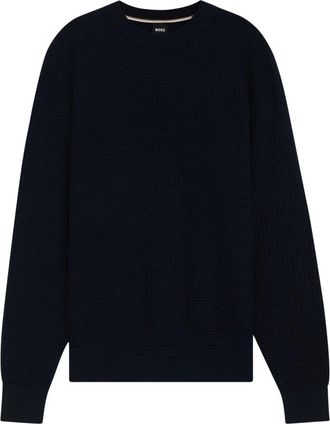 HUGO BOSS H-Imberto Ronde Hals Trui - Heren - Ronde hals truien - Blauw - XL - Katoen - Truien & Vesten