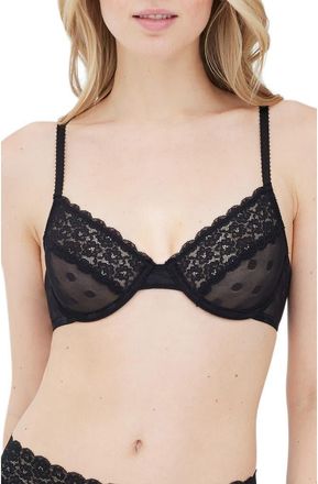 Skarlett Blue Dare Dot Pattern Unlined Underwire Bra in Black at Nordstrom, Size 32Dd