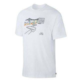Nike Graffiti Printing Skateboard Short Sleeve White CU0287-100