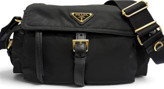Prada Black Gold Polyamide Leather Shoulder Bag (Pre-Owned)