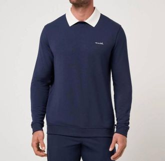 Travis Mathew Mens Amenities Collar Crew In Total Eclipse