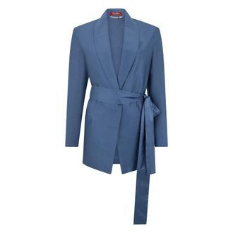 Max Mara Blazers, female, Blue, Size: XS Msebiacco Tied Blazer