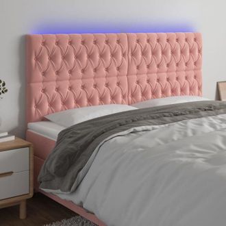 vidaXL Cabecero Con Luces Led Terciopelo Rosa 180x7x118/128 Cm Vidaxl
