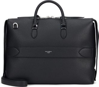 Dolce & Gabbana Tassen, Heren, Zwart, ONE Size, Leer, Leren Aktetas