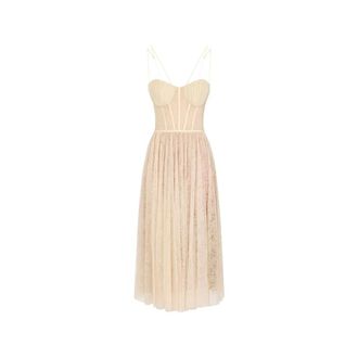 Elisabetta Franchi Dames, Jurken, Beige, Maat: XS Satijn